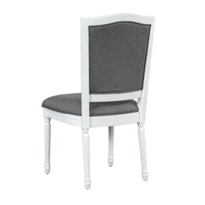 English Elm TOPMAX Rustic 7-Piece Solid Wood Extendable Dining Set with 18" Removable Leaf, 6 Upholstered Chairs, 2 Drawers Dark Gray,White SP000078AAE