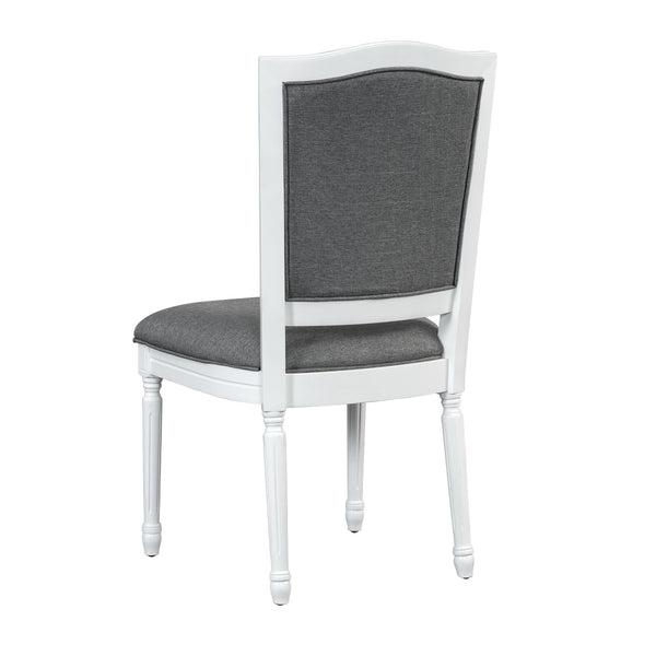 English Elm TOPMAX Rustic 7-Piece Solid Wood Extendable Dining Set with 18" Removable Leaf, 6 Upholstered Chairs, 2 Drawers Dark Gray,White SP000078AAE