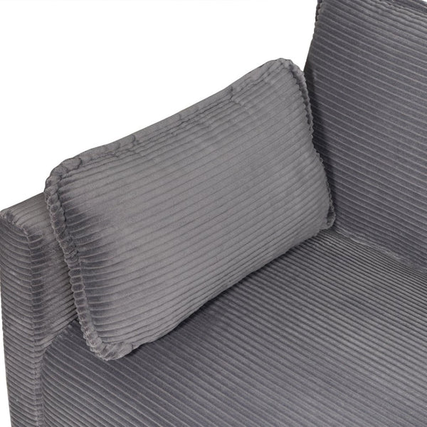English Elm 48" Corduroy Compact Loveseat with Side Pocket Solid Wood Frame for Small Spaces Grey W2715P409865