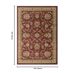 English Elm Classic Oriental All-over Patterned Area Rug in Rich Red for Living and Dining Rooms B186P452283