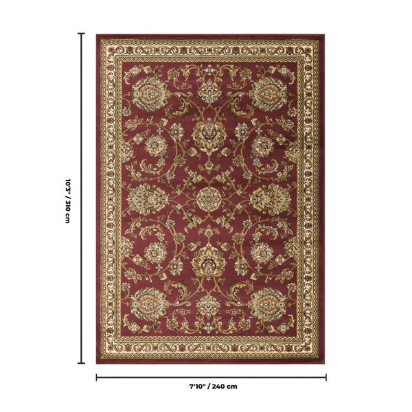 English Elm Classic Oriental All-over Patterned Area Rug in Rich Red for Living and Dining Rooms B186P452283