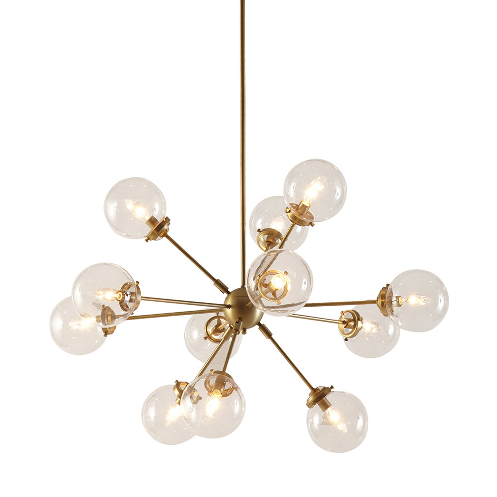JLA Home INK+IVY - 12-Light Sculptural Chandelier with Oversized Clear Globes, Adjustable Drop for Dining & Foyer Ambiance Gold II150-0008