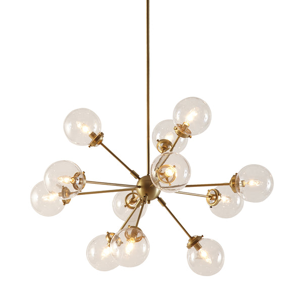 JLA Home INK+IVY - 12-Light Sculptural Chandelier with Oversized Clear Globes, Adjustable Drop for Dining & Foyer Ambiance Gold II150-0008