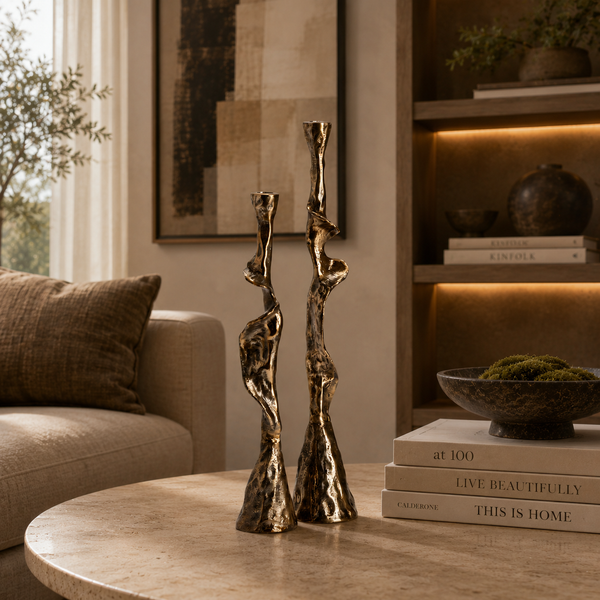 Andrews Twisted Taper Candlesticks Set of 2 – Modern Brass Holders for Elegant Home Decor Accents