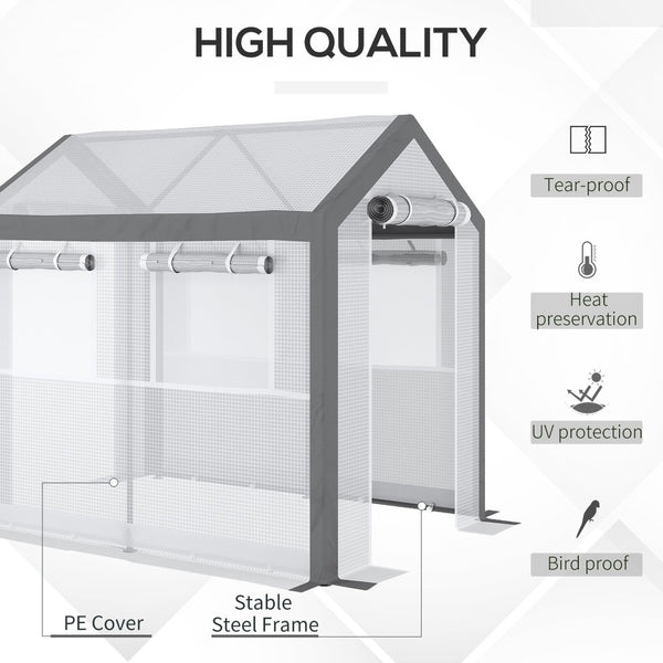 English Elm Outsunny Walk-in Garden Greenhouse Steel Frame Uv Cover 18 Shelf Ventilated Growing Space W2225P229112