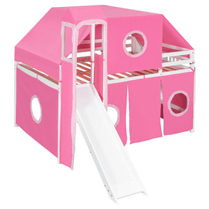 English Elm Full Size Castle Loft Bed with Tent Canopy and Tower for Kids Playroom LT000569AAH-1