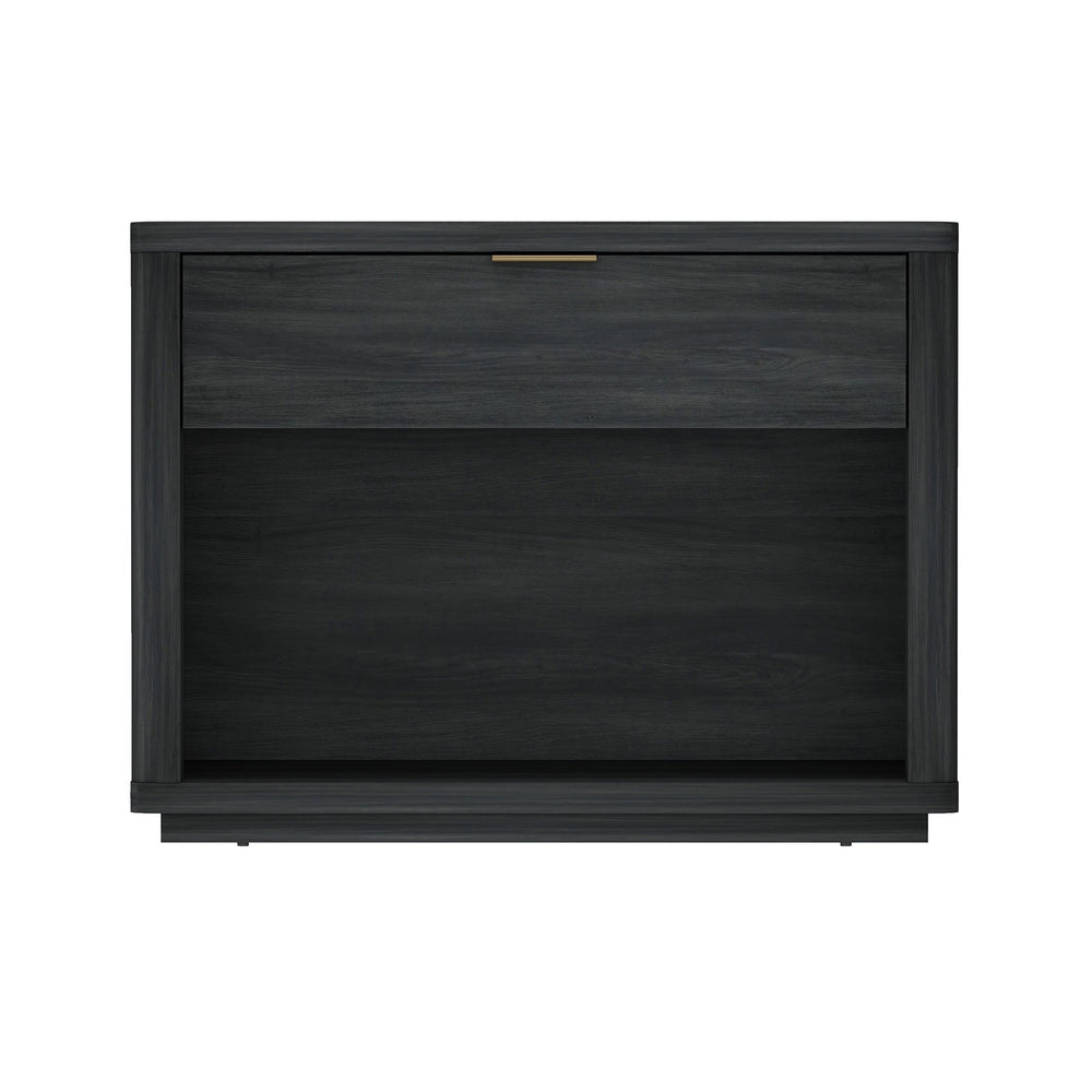 English Elm Evelyn 32" Charcoal Gray Nightstand With Modern Design, 1-Drawer & Open Shelf For Easy Storage B365P398529