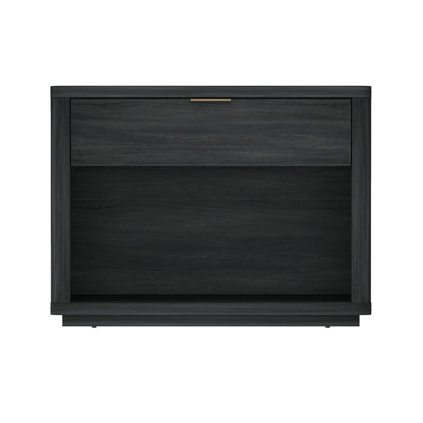 English Elm Evelyn 32" Charcoal Gray Nightstand With Modern Design, 1-Drawer & Open Shelf For Easy Storage B365P398529