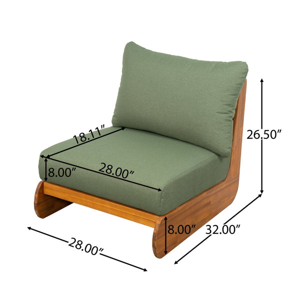 English Elm Outdoor Acacia Wood 5 Seat Chat Set with Teak Finish and Foam Filled Cushions N773OC00157G