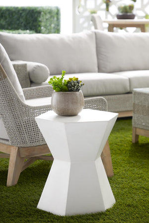 Essentials for Living Bento Nano-sealed Concrete Accent Table Hourglass Design for Indoor Outdoor Use 4610.IVO