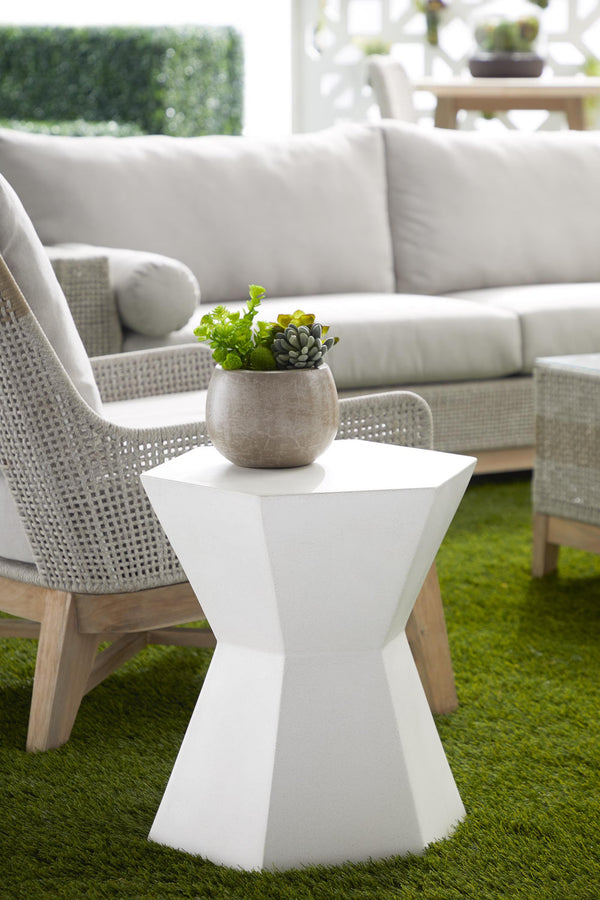 Essentials for Living Bento Nano-sealed Concrete Accent Table Hourglass Design for Indoor Outdoor Use 4610.IVO
