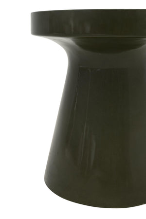 Tack Concrete Accent Table Olive Polished Sculptural Round Top for Indoor Outdoor