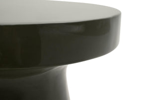 Tack Concrete Accent Table Olive Polished Sculptural Round Top for Indoor Outdoor