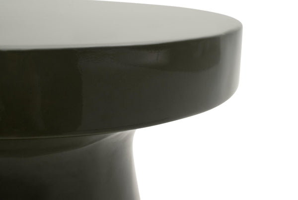 Tack Concrete Accent Table Olive Polished Sculptural Round Top for Indoor Outdoor