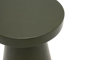 Tack Concrete Accent Table Olive Polished Sculptural Round Top for Indoor Outdoor