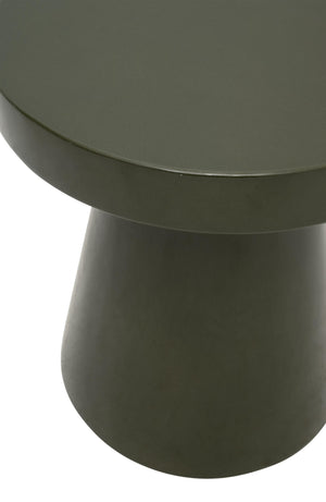 Tack Concrete Accent Table Olive Polished Sculptural Round Top for Indoor Outdoor