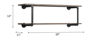 English Elm Brantley Industrial 8-Tier Bookshelf with Metal Frame and Rustic Sandy Gray Finish, Space-Saving Design Oak 45 L x 16 W x 4 H B2726P263368