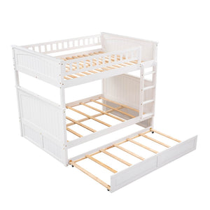 English Elm Full Over Bunk Bed with Trundle Solid Pine Wood Kids Bedroom Sleeper LT000044AAK-1
