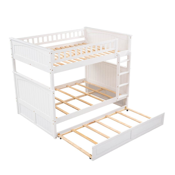 English Elm Full Over Bunk Bed with Trundle Solid Pine Wood Kids Bedroom Sleeper LT000044AAK-1