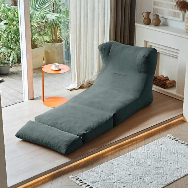 English Elm Cloud Corduroy Sleeper Chair Foldable High Density Foam Seat for Small Space Living Grey W1765P448641