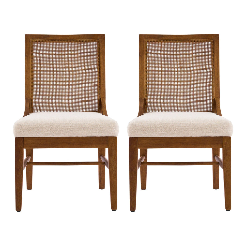 English Elm Christopher Knight Home® - Upholstered Dining Chairs Set Of 2 - Cane Back With Plush Cushion & Walnut Wood Legs For Elegance N768P367152W