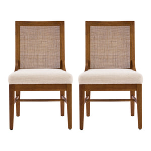 English Elm Christopher Knight Home® - Upholstered Dining Chairs Set Of 2 - Cane Back With Plush Cushion & Walnut Wood Legs For Elegance N768P367152W