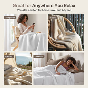 JLA Home Madison Park - Cotton waffle weave blanket — ultra-soft, breathable, OEKO-TEX certified layer for lightweight year-round comfort and durability 90 L x 90 W x 0.25H BR51N-3823