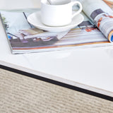 English Elm A Coffee Table Made Of Rock Slab Material, With A Smooth and Natural Surface That Complements The Modern Design Of The Black Metal Legs, Making It Suitable For Living Rooms Of All Sizes.47*23.6