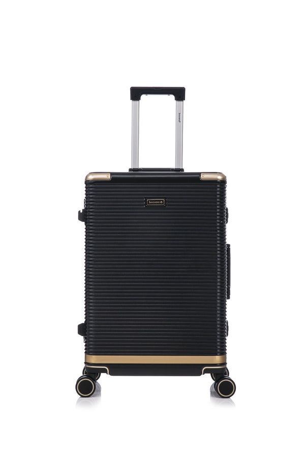 English Elm Luggage Set 3 Piece Polycarbonate Aluminum Frame Hard Shell Travel Suitcases with Lock Black T3292P361538