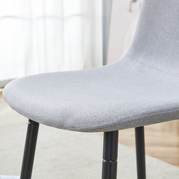 English Elm Comfortable Linen-Cotton Dining Chairs Set of 4 Light Gray - Breathable Fabric, Rounded Back, Black Metal Legs, Easy Assembly and Stable Anti-Slip Feet W1512P370711