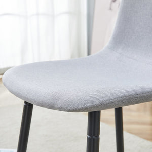 English Elm Comfortable Linen-Cotton Dining Chairs Set of Four with Curved Widened Cushions and Black Legs, Breathable Upholstery Light Gray 23.43 L x 22.83 W x 19.29 H W1512P409477