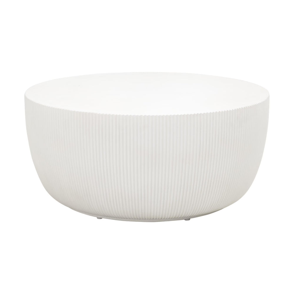Essentials for Living Soleil Fluted Concrete Coffee Table Sculptural Round Design for Indoor Outdoor Living 4615.IVO
