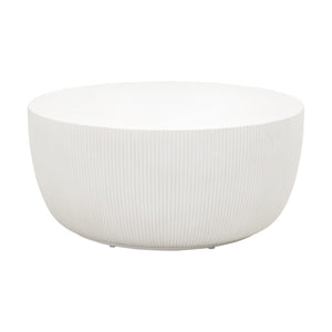 Essentials for Living Soleil Fluted Concrete Coffee Table Sculptural Round Design for Indoor Outdoor Living 4615.IVO
