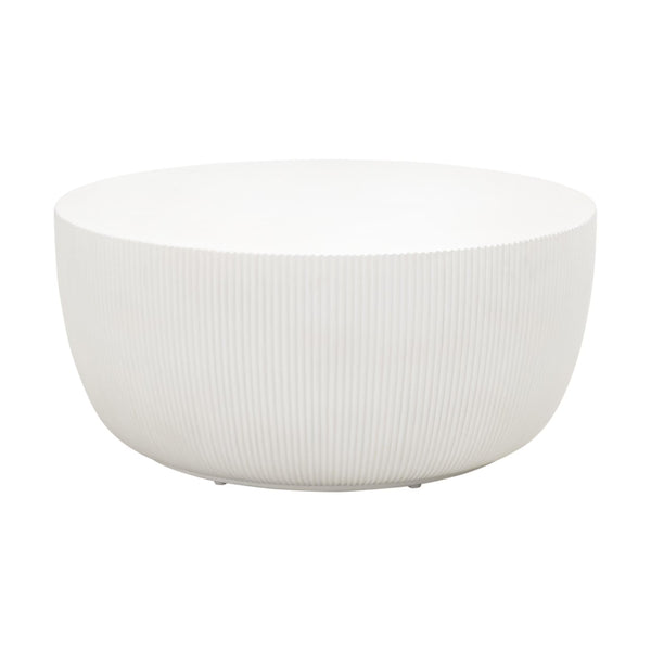 Essentials for Living Soleil Fluted Concrete Coffee Table Sculptural Round Design for Indoor Outdoor Living 4615.IVO