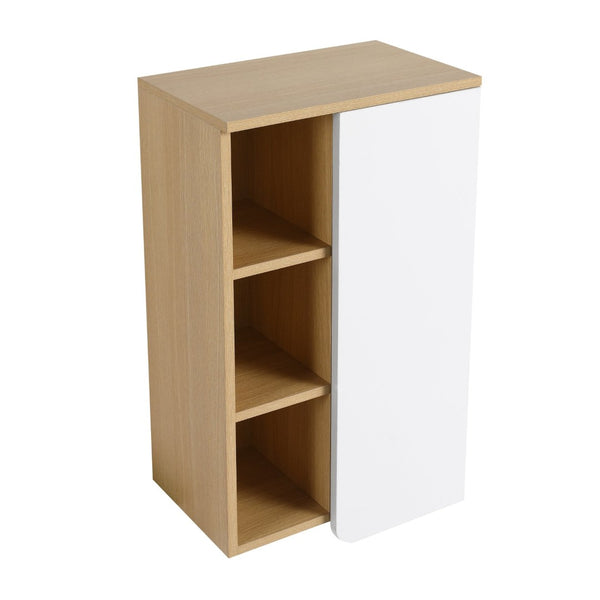 English Elm 16" Slim Wall Mounted Bathroom Cabinet Plywood Open Shelves Scandinavian Storage W3450P440614