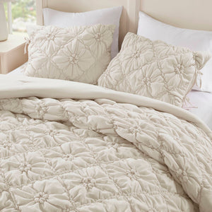 English Elm 3PCS Plush Microfiber Full/Queen Comforter Set with Hypoallergenic Poly Fill and Soft Shams Ivory 16.93 L x 12.99 W x 6.69 H B035P366532