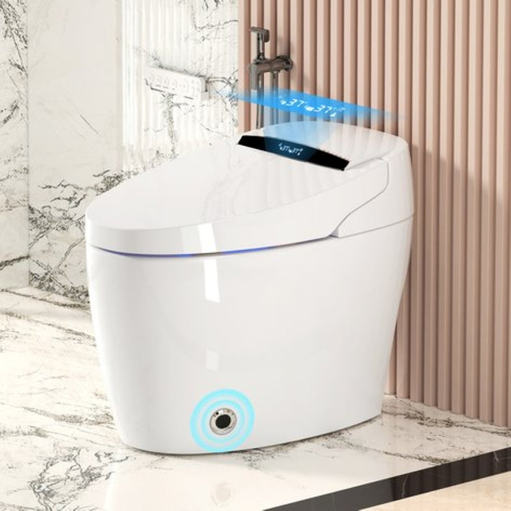 English Elm Smart Bidet Toilet with Auto Open Seat Heated Wash Warm Air Dry and Remote W3133P384770