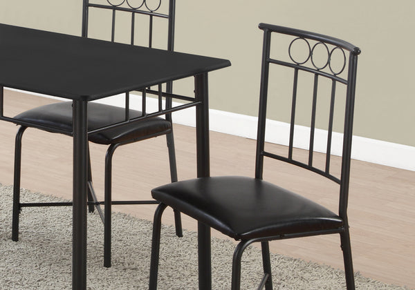 English Elm Dining 5-Piece Dining Set 40" Rectangular — Black Leather-Look Cushioned Chairs, Metal Frame, Modern Elegance B2710P218799