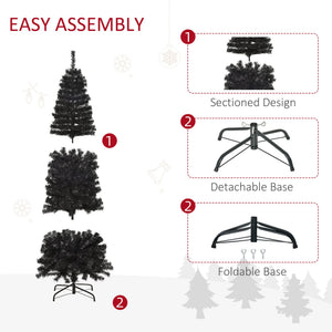 English Elm Homcom 6Ft Slim Pencil Douglas Fir Christmas Tree – Realistic, Easy Assembly, Versatile Black Decor W2225P229705