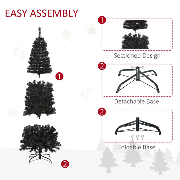 English Elm Homcom 6Ft Slim Pencil Douglas Fir Christmas Tree – Realistic, Easy Assembly, Versatile Black Decor W2225P229705