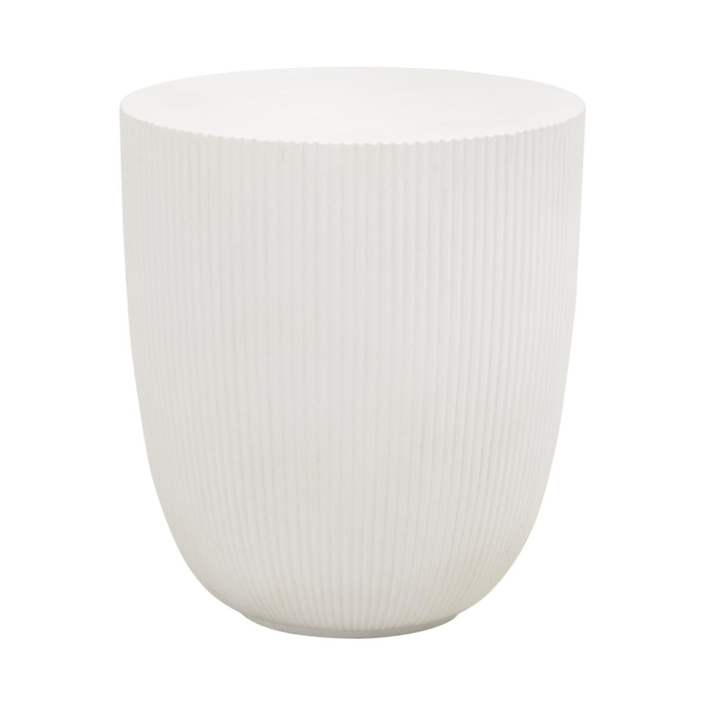 Essentials for Living Soleil Fluted Concrete End Table Ivory Finish Sculptural Accent for Modern Interiors 4617.IVO