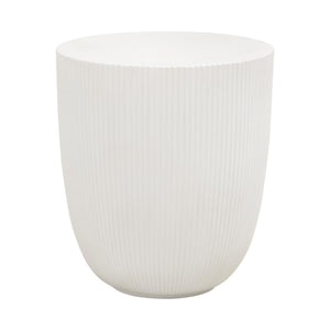 Essentials for Living Soleil Fluted Concrete End Table Ivory Finish Sculptural Accent for Modern Interiors 4617.IVO