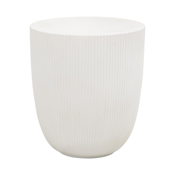 Essentials for Living Soleil Fluted Concrete End Table Ivory Finish Sculptural Accent for Modern Interiors 4617.IVO