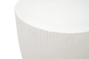 Soleil Fluted Concrete End Table Ivory Finish Sculptural Accent for Modern Interiors