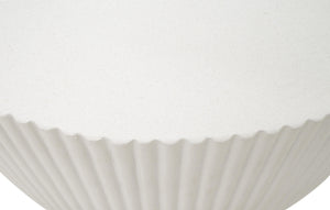 Soleil Fluted Concrete End Table Ivory Finish Sculptural Accent for Modern Interiors