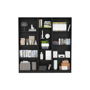 English Elm Durant 3 Piece Home Bookcase Set with 13 Shelves, Modern Matt Finish, Versatile Living Room Storage Black 41 L x 28 W x 5 H B070S00272