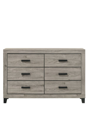 English Elm Mari Modern Wood Dresser with 6 Dovetail Drawers, Smooth Metal Glides, 3/4 Extension, Safety Stop Light Gray 60.3 L x 19.3 W x 38.8 H B2726P292251