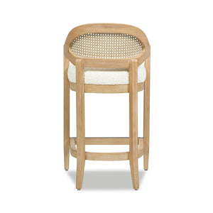English Elm Jennifer Taylor Home - Americana Mid-Century Modern 26" Counter Stool With Cane Back & Ivory Boucle For Chic Spaces B2719P238381