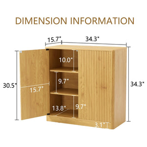 English Elm 34.3" Wavy Door Sideboard Wood Grain Storage Cabinet Push Open Living Room Natural W1162P393984