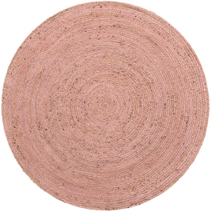 Unique Loom Braided Jute Dhaka Hand Braided Solid Rug Light Pink,  5' 1" x 5' 1"